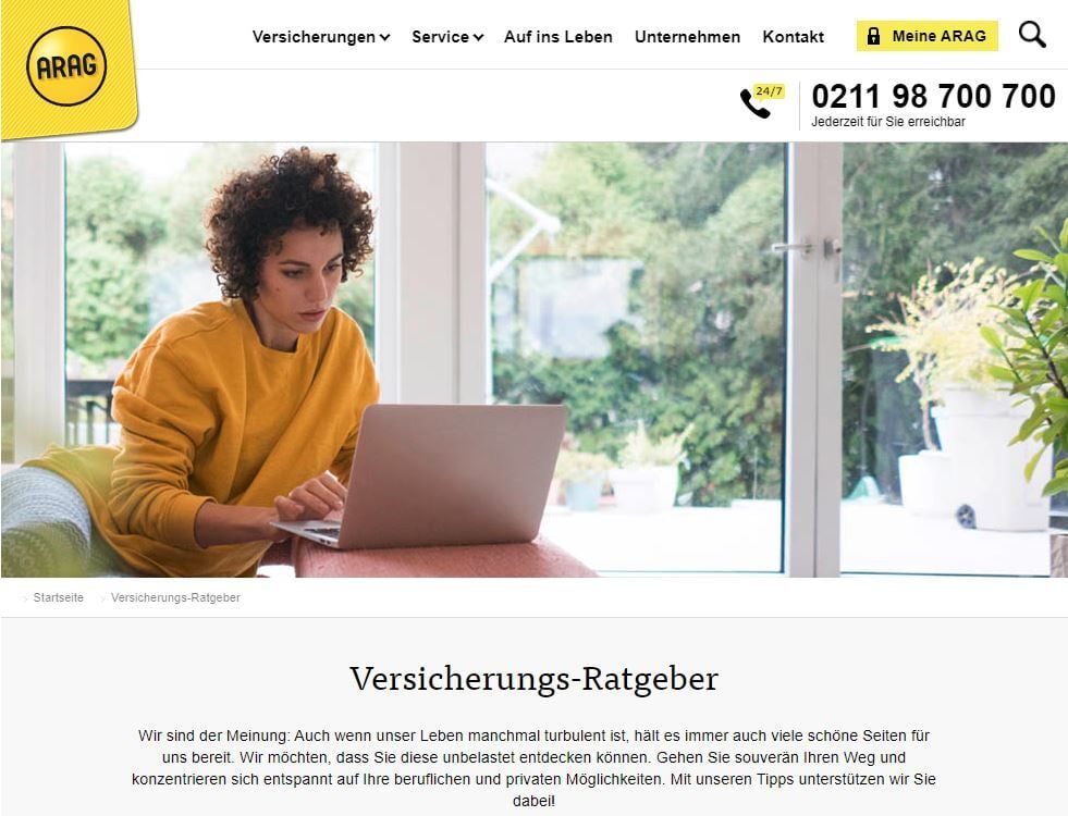 Content Marketing Versicherung ARAG