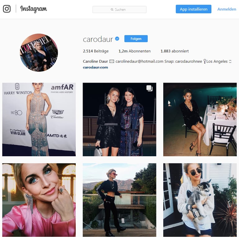 Caro Daur zeigt auf ihrem Instagram-Account, wie gutes Influencer-Marketing in der Mode funktioniert.