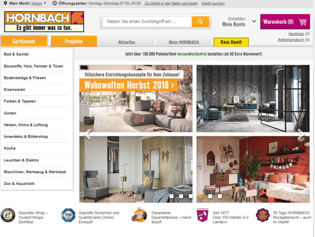 Hornbach Website_Content Marketing