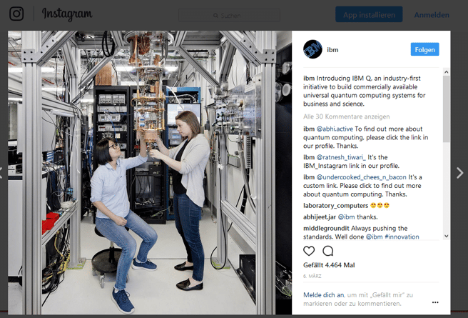 Die beliebtesten Marken auf Instagram IBM