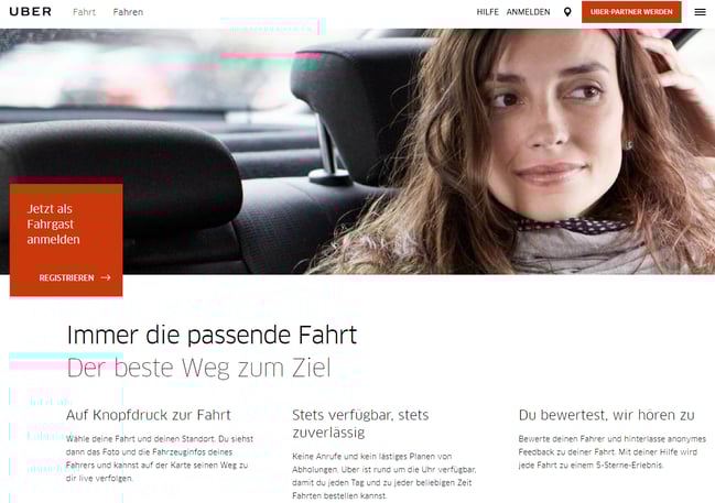 Über den Website-Bildschirm