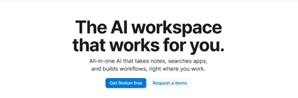 Screenshot of notion ai website interface