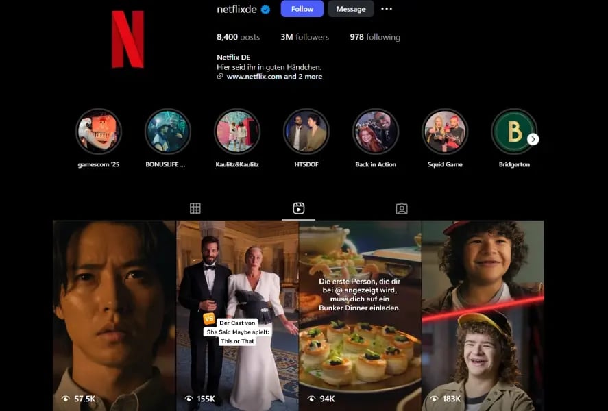 netflix instagram feed