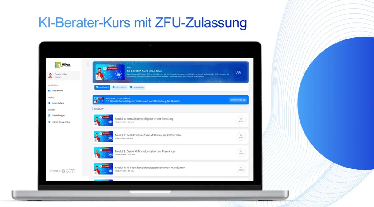 KI-Berater-ZFU-zertifizierter-Kurs-hilker-Consulting-Lernplattform